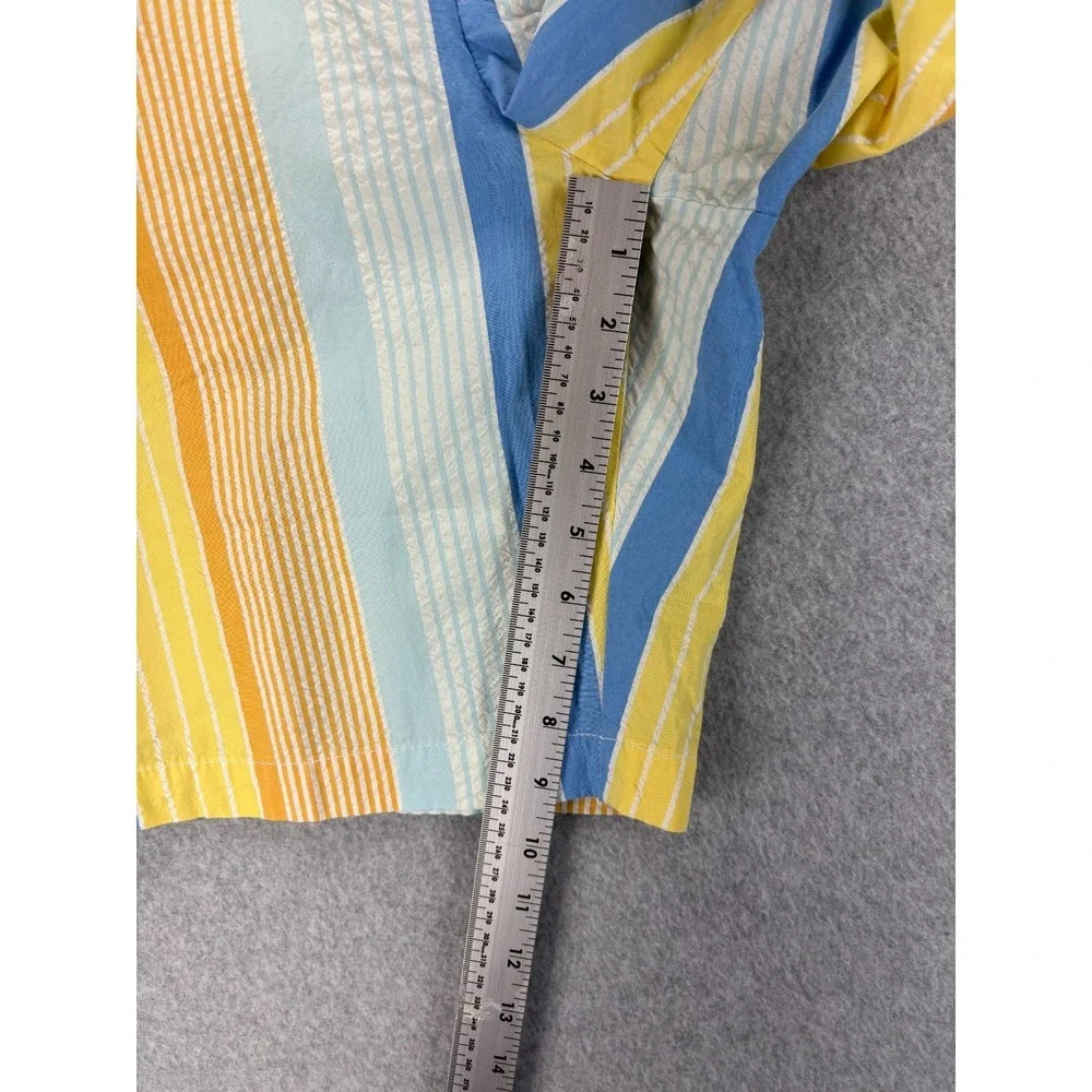 Free Assembly Mens L‎ Seersucker Awning Stripe Shorts Button Zip Cotton